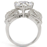 1W027 - Rhodium Brass Ring with AAA Grade CZ in Clear - Alamode - Flyclothing LLC