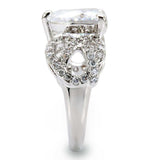 1W027 - Rhodium Brass Ring with AAA Grade CZ in Clear - Alamode - Flyclothing LLC