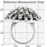 1W029 - Rhodium Brass Ring with AAA Grade CZ in Black Diamond - Alamode - Flyclothing LLC