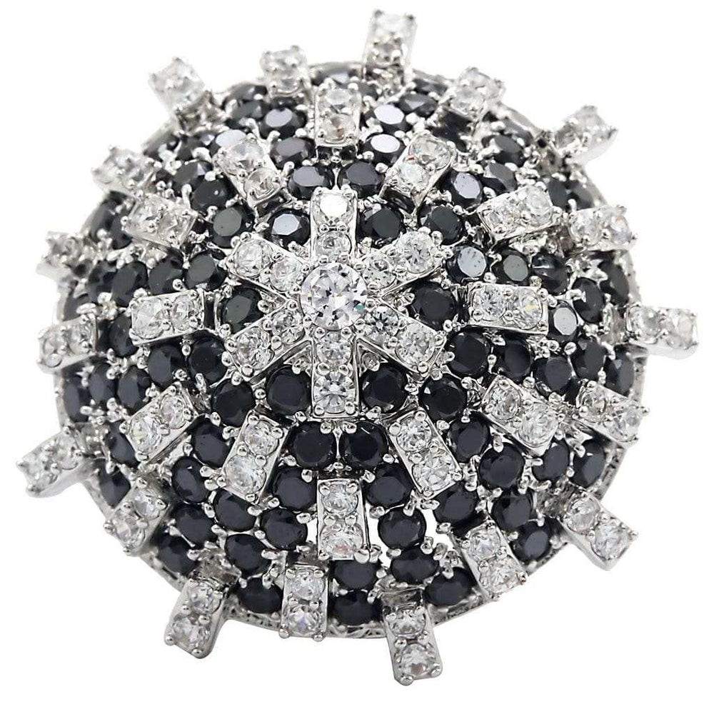 1W029 - Rhodium Brass Ring with AAA Grade CZ in Black Diamond - Alamode - Flyclothing LLC