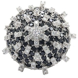 1W029 - Rhodium Brass Ring with AAA Grade CZ in Black Diamond - Alamode - Flyclothing LLC