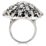 1W029 - Rhodium Brass Ring with AAA Grade CZ in Black Diamond - Alamode - Flyclothing LLC