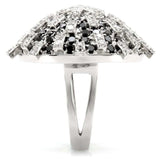 1W029 - Rhodium Brass Ring with AAA Grade CZ in Black Diamond - Alamode - Flyclothing LLC