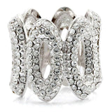 1W032 - Rhodium Brass Ring with Top Grade Crystal in Clear - Alamode - Flyclothing LLC