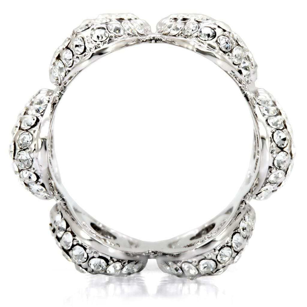 1W032 - Rhodium Brass Ring with Top Grade Crystal in Clear - Alamode - Flyclothing LLC