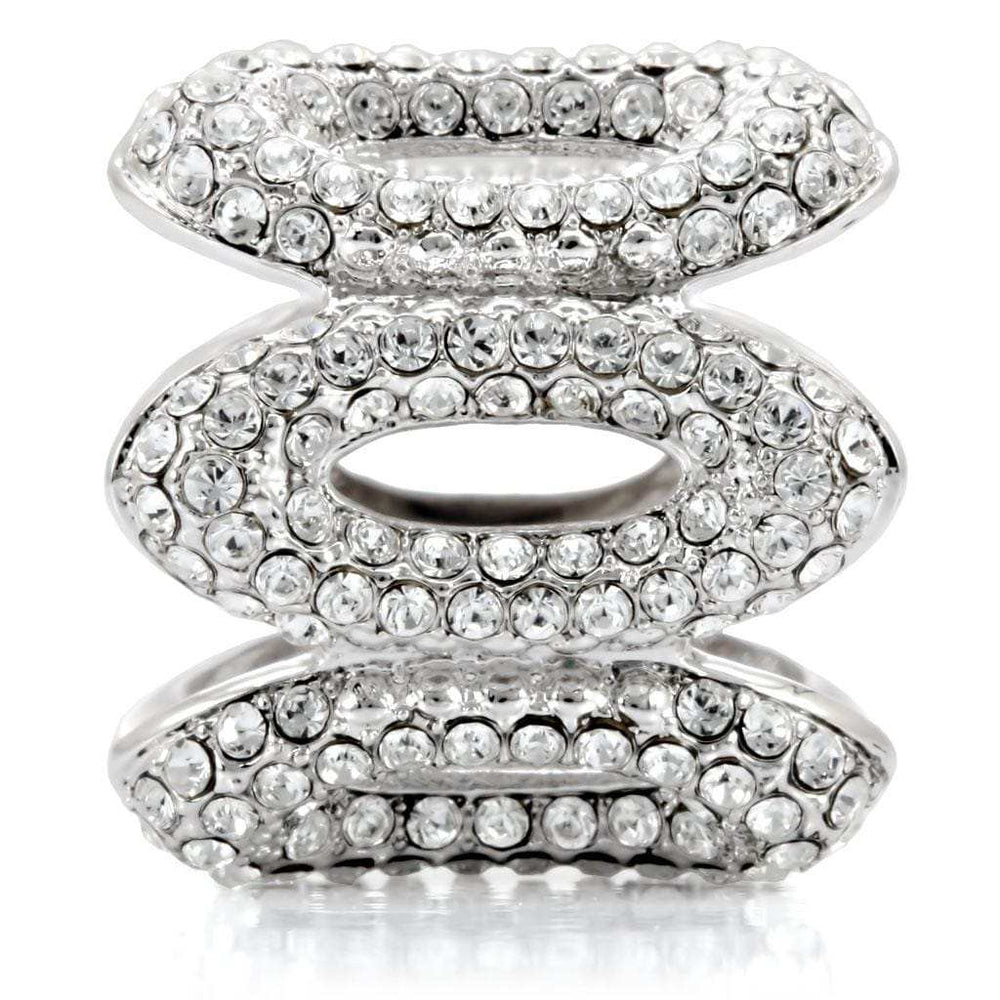 1W032 - Rhodium Brass Ring with Top Grade Crystal in Clear - Alamode - Flyclothing LLC