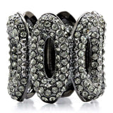 1W033 - Ruthenium Brass Ring with Top Grade Crystal in Black Diamond - Alamode - Flyclothing LLC