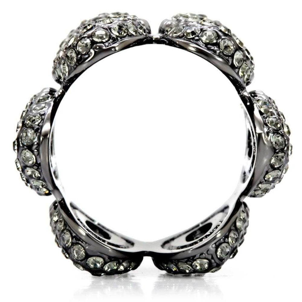 1W033 - Ruthenium Brass Ring with Top Grade Crystal in Black Diamond - Alamode - Flyclothing LLC