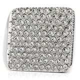 1W035 - Rhodium Brass Ring with Top Grade Crystal in Clear - Alamode - Flyclothing LLC