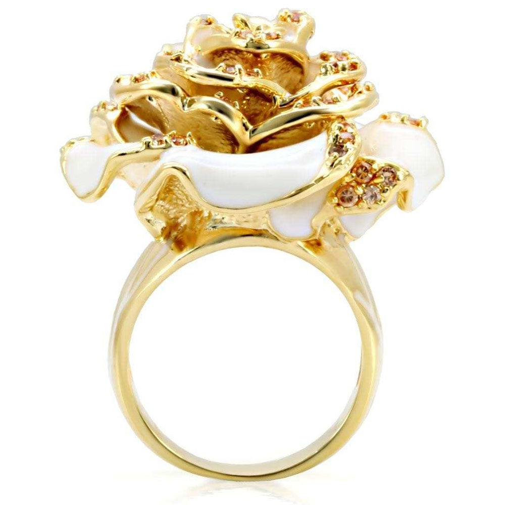 1W040 - Gold Brass Ring with AAA Grade CZ in Champagne - Alamode - Flyclothing LLC