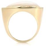 1W043 - Gold Brass Ring with Synthetic Synthetic Glass in White - Alamode - Flyclothing LLC