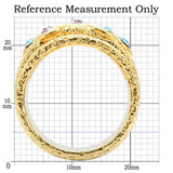 1W047 - Gold Brass Ring with Top Grade Crystal in Multi Color - Alamode - Flyclothing LLC