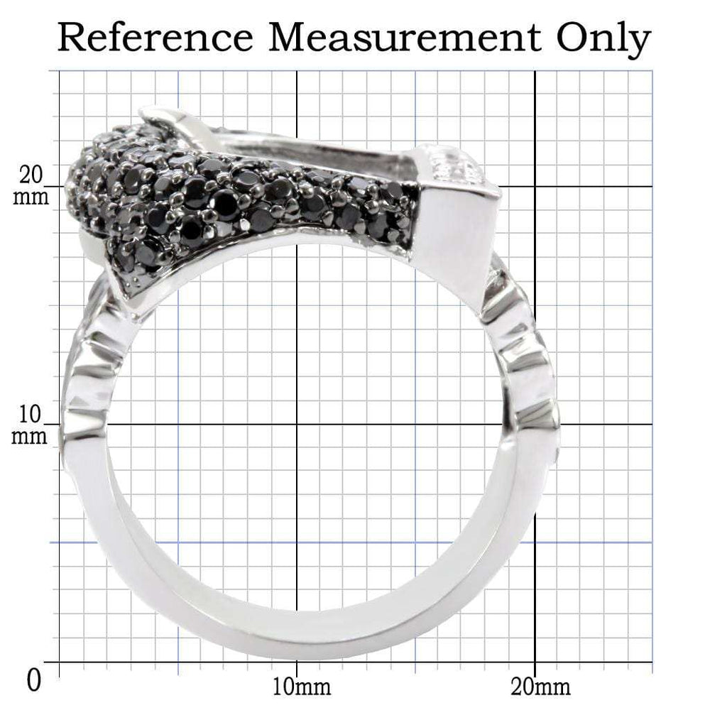 1W048 - Rhodium + Ruthenium Brass Ring with AAA Grade CZ in Black Diamond - Alamode - Flyclothing LLC