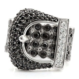 1W048 - Rhodium + Ruthenium Brass Ring with AAA Grade CZ in Black Diamond - Alamode - Flyclothing LLC