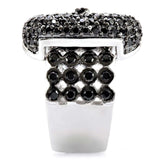 1W048 - Rhodium + Ruthenium Brass Ring with AAA Grade CZ in Black Diamond - Alamode - Flyclothing LLC