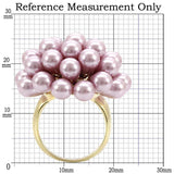 1W051 - Gold Brass Ring with Synthetic Pearl in Light Amethyst - Alamode - Flyclothing LLC