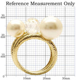 1W054 - Gold Brass Ring with Synthetic Pearl in Citrine Yellow - Alamode - Flyclothing LLC