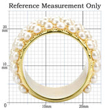 1W057 - Gold Brass Ring with Synthetic Pearl in Citrine Yellow - Alamode - Flyclothing LLC