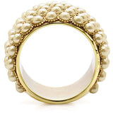 1W057 - Gold Brass Ring with Synthetic Pearl in Citrine Yellow - Alamode - Flyclothing LLC
