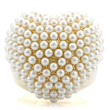 1W058 - Gold Brass Ring with Synthetic in Citrine Yellow - Alamode - Flyclothing LLC