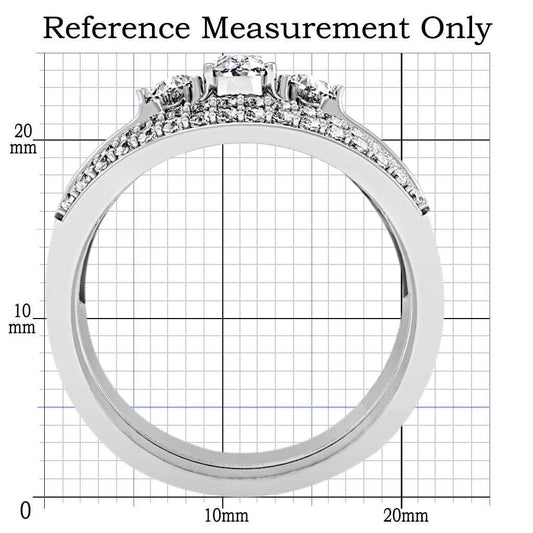 1W162 - Rhodium Brass Ring with AAA Grade CZ in Clear - Alamode - Flyclothing LLC