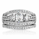 1W162 - Rhodium Brass Ring with AAA Grade CZ in Clear - Alamode - Flyclothing LLC