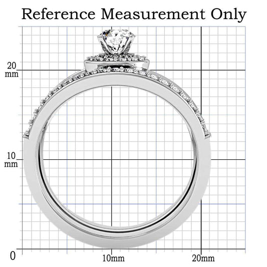 1W164 - Rhodium Brass Ring with AAA Grade CZ in Clear - Alamode - Flyclothing LLC