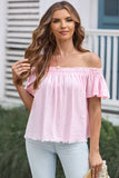 Off-Shoulder Short Sleeve Blouse - Trendsi - Flyclothing LLC