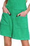 Zenana Woven Double Gauze Acid Washed Romper - Trendsi - Flyclothing LLC