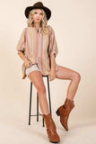 Mittoshop Striped Bubble Sleeve Button Down Shirt - Trendsi - Flyclothing LLC