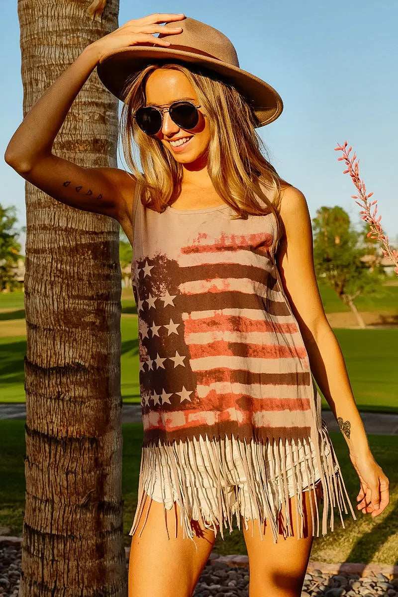 BiBi American Flag Print Knit Sleeveless Top - Trendsi - Flyclothing LLC