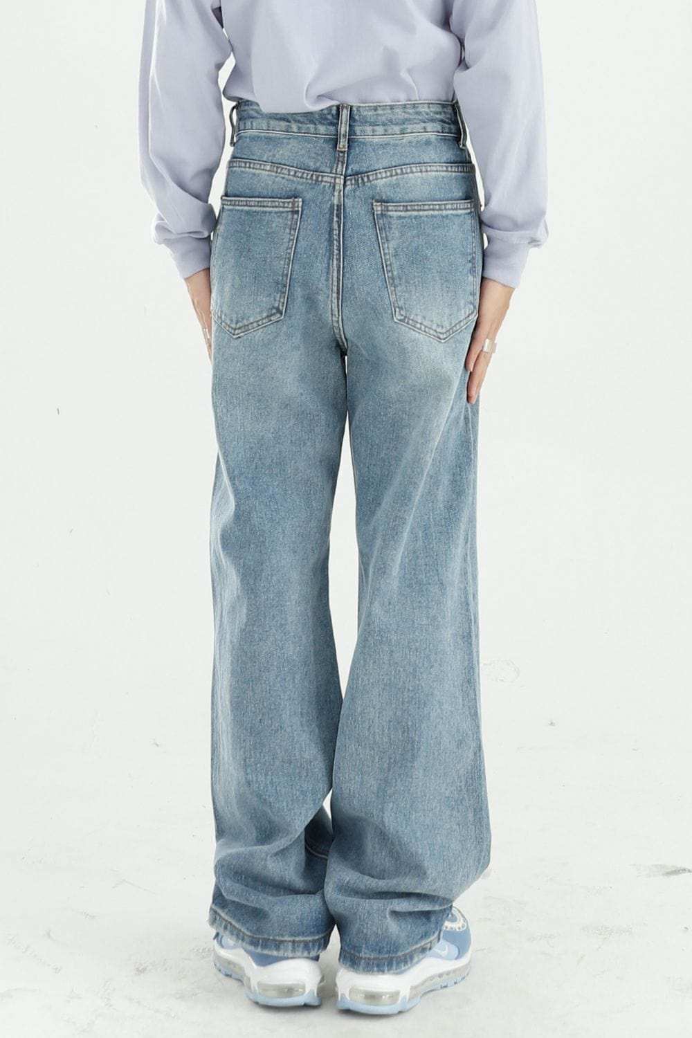 Distressed Wide Leg Jeans with Pockets - Trendsi - Flyclothing LLC