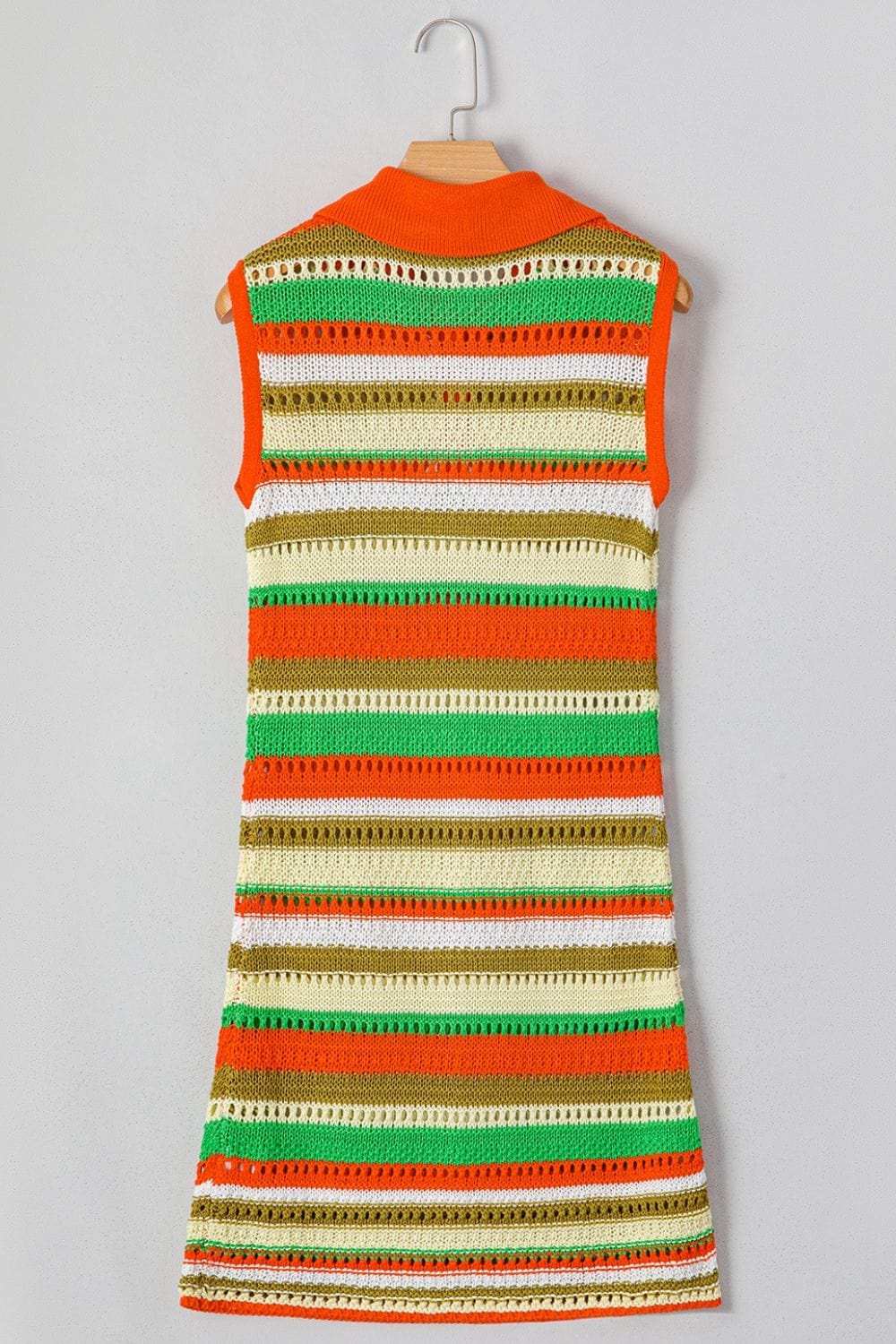 Openwork Stripe Sleeveless Sweater Dress - Trendsi - Flyclothing LLC