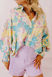 Printed Button Down Lantern Sleeve Shirt - Trendsi - Flyclothing LLC