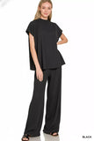 Zenana Raised Rib Short Sleeve Tee & Pants Set - Trendsi - Flyclothing LLC
