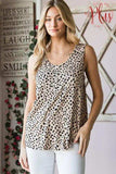 Heimish Full Size Front Button Animal Print Sleeveless Top Plus Size - Trendsi - Flyclothing LLC