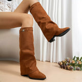 Point Toe Block Heels Boots - Trendsi - Flyclothing LLC