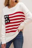 US Flag Side Slit Drop Shoulder Sweater - Trendsi - Flyclothing LLC