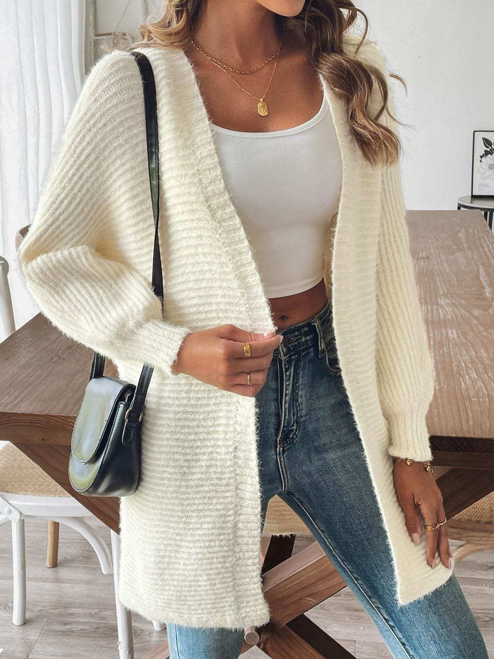 Open Front Long Sleeve Cardigan - Trendsi - Flyclothing LLC