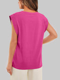 Florira Round Neck Cap Sleeve T-Shirt - Trendsi - Flyclothing LLC