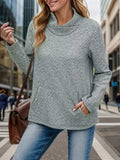 Pocketed Turtleneck Long Sleeve Sweatshirt - Trendsi - Flyclothing LLC