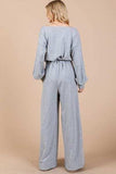 Ces Femme Boat Neck Long Sleeve Drawstring Jumpsuit - Trendsi - Flyclothing LLC