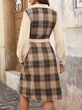 Plaid Button Up Long Sleeve Shirt Dress - Trendsi - Flyclothing LLC