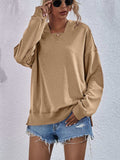 Dropped Shoulder Slit Hoodie - Trendsi - Flyclothing LLC