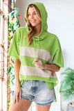 First Love Color Block Short Sleeve Hooded Top - Trendsi - Flyclothing LLC