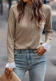 Lace Detail Round Neck Long Sleeve T-Shirt - Trendsi - Flyclothing LLC
