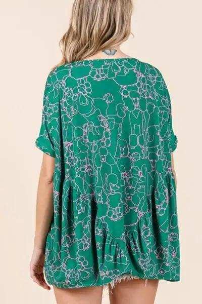 Mittoshop Abstract Print Round Neck Short Sleeve Top - Trendsi - Flyclothing LLC