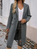 Pocketed Collared Neck Long Sleeve Coat - Trendsi - Flyclothing LLC
