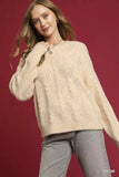 Umgee Pearl-Embellished Long Sleeve Sweater - Trendsi - Flyclothing LLC