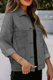 Striped Button Up Long Sleeve Denim Jacket - Trendsi - Flyclothing LLC